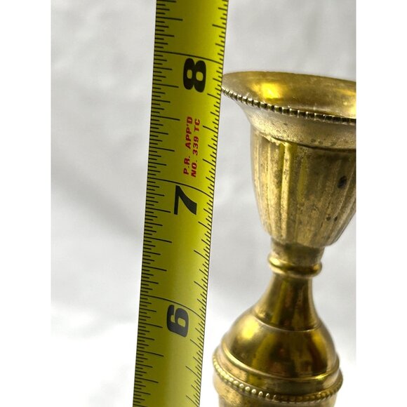 Hampton Brass Vintage Taper Candle Holder # 88381 8 Inch Tall Made In India - Picture 6 of 7